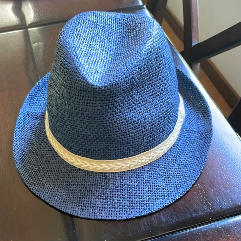 Janie & Jack Elegant Blue with Tan and Cream Band Fedora Hat
